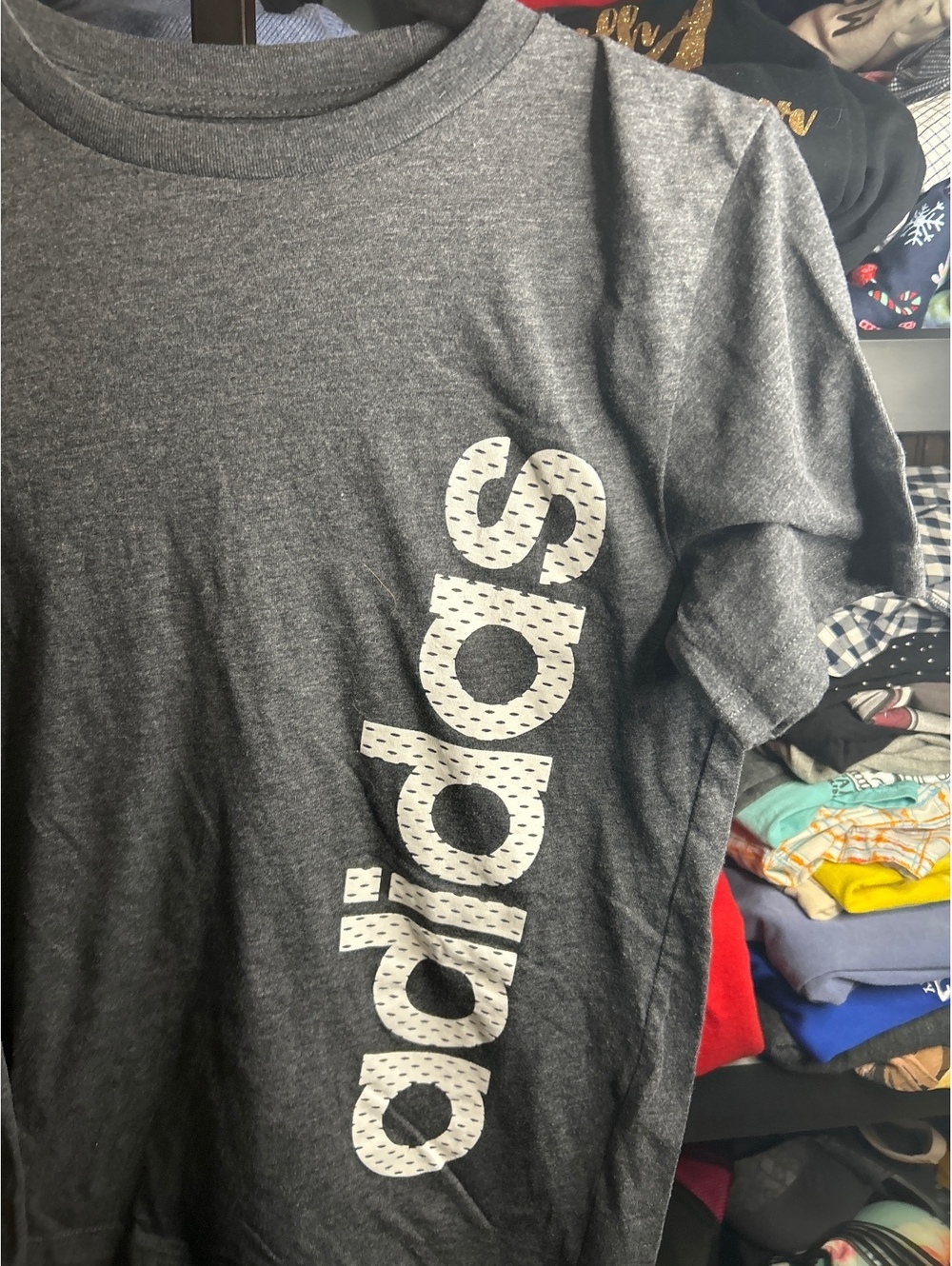 Adidas Gray Logo T-Shirt Size 10/12 Youth